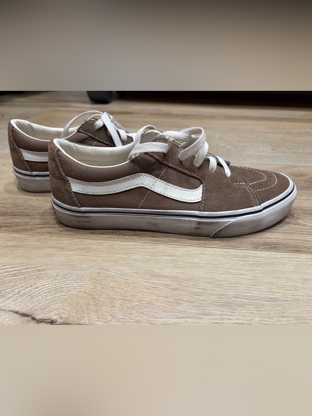 Vans Kids Old Skool Sneakers in Brown and White